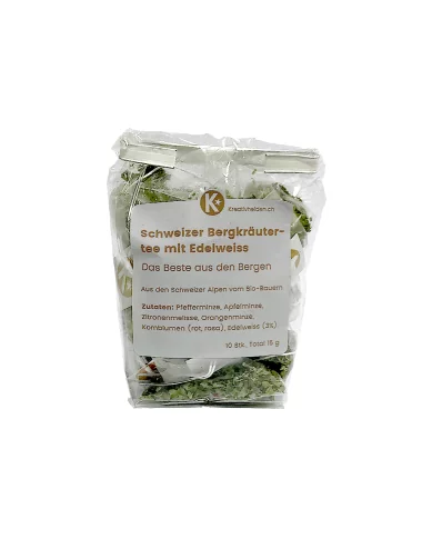 Schweizer Bergkräutertee mit Edelweiss - Tee aus der Schweiz verpackt