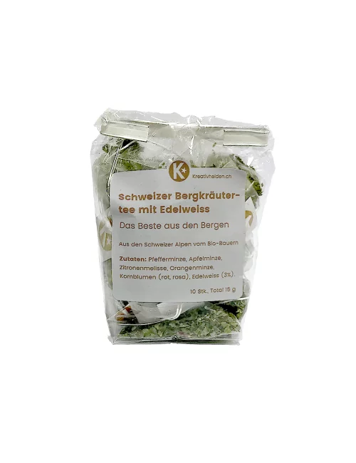 Schweizer Bergkräutertee mit Edelweiss - Tee aus der Schweiz verpackt
