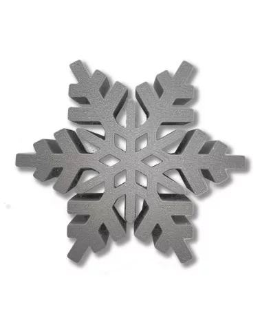 3D-Schneeflocke weiss 2 cm dick als Dekor, Hinsteller & Untersetzer grau
