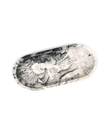 Schale aus Gips - ovale Dekorschale & Seifenschale marmoriert schwarz - oben