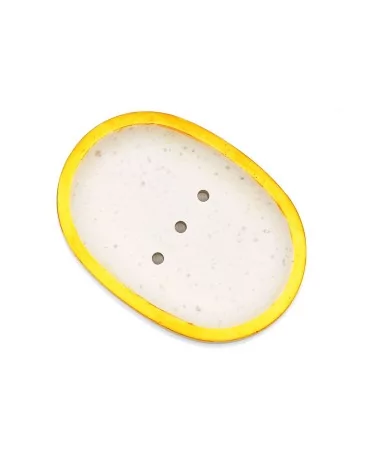 Ovale Seifenschale aus Gips - Seifenablage & Seifentropfer golden