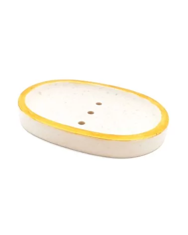 Ovale Seifenschale aus Gips - Seifenablage & Seifentropfer golden