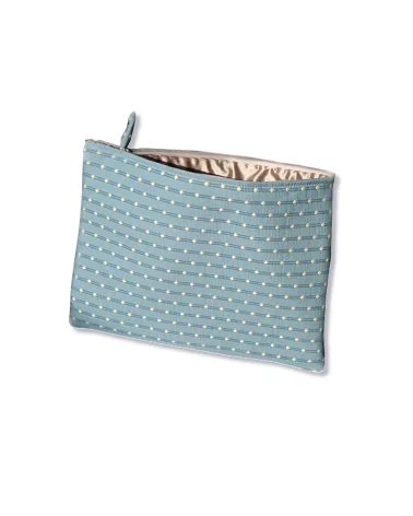 Tablet Bag Grösse 3 getupft ecru auf hellblau Vorderseite