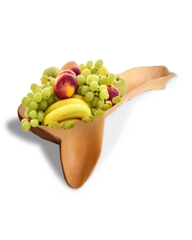 Früchteschale & Deko-Schale lang - Birke - Abbildung mit Früchten