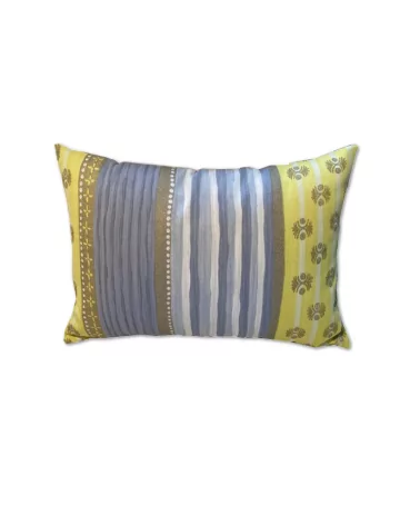 Baumwoll-Kissen Überzug & Innenkissen - Indisch gelb-grau 30 x 50 vorne