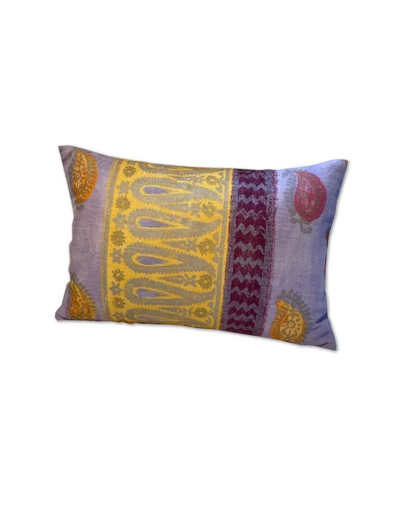 Baumwolle-Kissen Überzug & Innenkissen - Indisch lila-gelb-orange 30 x 50 vorne