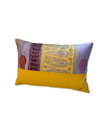 Edel Überzug & Kissen Baumwolle - Indisch lila-gelb-orange 30 x 50 hinten