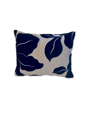 Edel Überzug & Kissen Samt - schwarzes Blatt 30 x 40 vorne