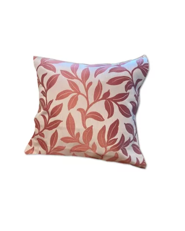 Baumwoll-Kissenbezug - rote Blätter auf weiss